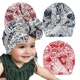 Printed child bows hats cute soft comfortable baby warm hat breathable Indian Hat4 colors Newborn hat9207