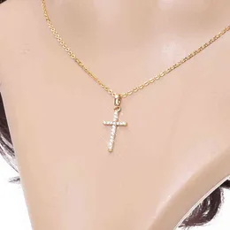 Fashion Female Cross Pendants Gold Silver Color Crystal Jesus Cross Pendant Necklace Jewelry for Men/Women Wholesale New 2021 G1206