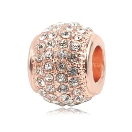 Ciondoli di perline europee in oro rosa 18 carati di alta qualità adatti a ciondoli fai-da-te Pandora per gioielli da donna