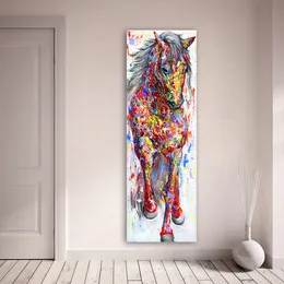 QKART Wall Art Painting Canvas Print Animal Picture Animal Prints Poster The Standing Horse For Living Room Home Decor No Frame 210310