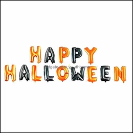 Party Decoration Event Supplies Festive Home Garden 14 st/Set Happy Halloween Balloon Foil Letter för svarta och orange ballonger JK1909 DR