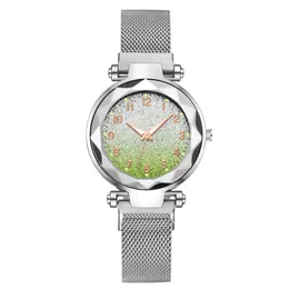 Kvinnor Quartz Watch 33mm Classic Style Ladies Klockor Montre de Luxe Elegant Mode Armbandsur Round Gradient Starry Sky Luminous Rostfritt Stål Present