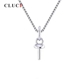CLUCI 10pcs Small Silver 925 Round Pearl Pendant Mounting for Women Sterling Silver Simple Charms Pendant Jewelry SP402SB C0227