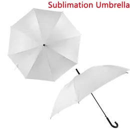 23inch Sublimation Umbrella DIY Blank Polyester Waterproof Umbrellas with Metal Handle Rainy Utensils