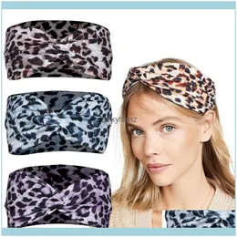 Biżuteria do włosów Leopard wiązanie krzyżowe opaski sport joga opaska stretch Hairband Hoops moda dla kobiet Will And Sandy Drop Delivery 2021 Ncu0P