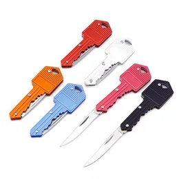 6 renkler anahtar şekli çok fonksiyonlu tuşları bıçak mini katlanır bıçak bıçaklar meyve bıçak-aracı açık kılıç İsviçre kendini savunma bıçaklar; EDC aracı dişli toplam uzunluğu 12.5 cm