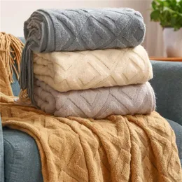 Têxtil cidade diamante-em forma de cashmere sofá cobertor inverno espessado de tricô de tricô BORDAS Cobertor Cobertor DIY Toalha 211122