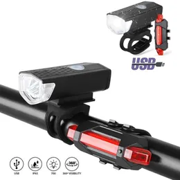 Luzes de bicicleta MTB Luz de bicicleta de bicicleta Tail USB LED LED Recarregável Lâmpada de farol de farol Acessórios Bicicleta