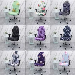 Kontor Dator Gaming Chair Cover Stretch Spandex Fåtölj Gamer Sittkåpa Tryckt Hushåll Racing Desk Rotating Slipcovers 211116