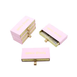 رموش كاذبة مخصصة Lashbox Pink Rectangle Gold Holographic Logo Logo Gacking Wholesale Mink Lashes 5D 25mm مع حزمة