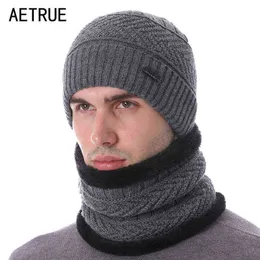 AETRUE Brand Winter Hats For Men Women Skullies Beanies Men Knitted Hat Caps Male Mask Gorras Bonnet Warm Neck Winter Beanie Hat Y21111
