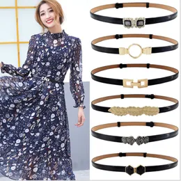 Bältes S Women Belt Justerbar midja Rose Metal Rectangle Buckle Alloy Head Accessories Classic Simple For Female Dress