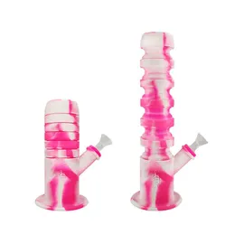 Tubi dell'acqua Springer pieghevoli in silicone Bong con piattaforma petrolifera in silicone con ciotola in vetro da 14 mm per fiori