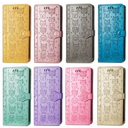 Wallet Phone Cases for iPhone 14 13 12 11 Pro Max X XS XR 7 8 Plus Cute Cat and Dog Pattern Embossing Design PU Leather Flip Kickstand Cover Case with Card Slots