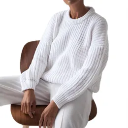 Women's Sweaters Women Long Sleeve Chunky Knitted Sweater O-Neck Solid Color Loose Jumper Tops 449B