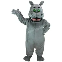 Halloween Grey Hippo Mascot Costume Najwyższa jakość kreskówka Zwierzęta postać karnawał unisex dorośli rozmiar świąteczny przyjęcie urodzinowe fantazyjne strój