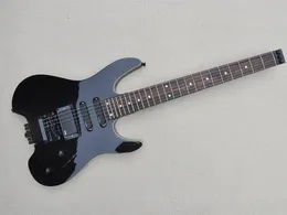 Schwarze kopflose E-Gitarre mit Floyd Rose, EMG-Tonabnehmern, Palisander-Griffbrett, 24 Bünden