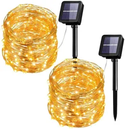 Strängar utomhus 22m 10m LED Sollampa Sträng Fairy Light 8 Modes Flash Garland Vattentät för jul Garden Street Patio Dekorationer