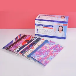 50pcs/box Printed Disposable Face Mask for Adult 3-layer Independent Packaging Protective Masks DHL Free Delivery