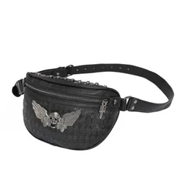 Designer Cross Body Waist Bag Messenger Bag för Kvinnor Lyx Axelväskor Satchel Kopplingsväska Justerbara axelremmar Punk Elements Skull Metal Purse HBP