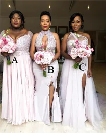 New Sexy Plus Size African Bridesmaids Dresses Mixed Style Sequined Beaded Country Beach Nigeria Bellanaija Maid Of Honors Prom Gowns 403