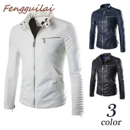 Men's Jackets Brand White Black PU Leather Jacket Men 2021 Winter Motorcycle Design Mens Slim Fit Biker Stylish Homme Veste Cuir