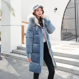 Kvinnors Down Parkas Oversized Winter Jacket Women Padded X-Long Parka Coat Casual Tinkad Varm Big Fur Lång Lös Outwear Mujer