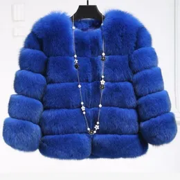 Kvinnors Fur Faux Ankomst 2021 Mode Kvinnor Coat Högkvalitativ Patchwork Kort Kvinna Vinter Varm Jacka Parkas J26