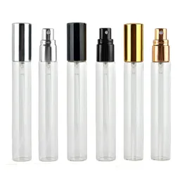 15ml Clear Mini Próbki Refillable Perfumy Spray Glass Atomizer Butelka z czarnym złotym srebrnym pokrywką 1000 sztuk SN6142