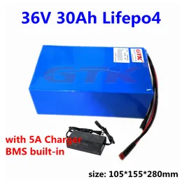 Rechargeable 36V 30Ah Lithium LiFepo4 battery pack for 36V 1500W electric karts go-kart electric trike scooter+5A Charger