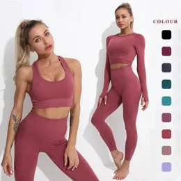 New Yoga Outfits Fashion Yoga Sets For Womens Gym Suit Quick-drying Seamless Fitness Leggings Pants Sports Bra Running Clothes Female Sportswear