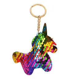 Women Mermaid Sequin Unicorn Key Chain Cartoon Animal Cat Bear Pattern Car Key Pendant Gift Handbag Keyring Bag Accessories ZZE5144