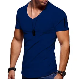 Plus Size Mens Clothing T Shirts With zipper Tops Short Sleeved Sports Fashion Wear Summer Clothes Tees2441