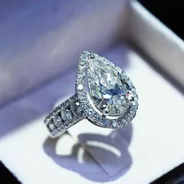 Huitan powieść pierścionki zaręczynowe dla kobiet w kształcie gruszki kryształ cyrkonia AAA olśniewające akcesoria mody eleganckie kobiece pierścionki X0715