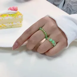 2021 Korea Kolorowa Moda Żywica Owocowy Zestaw Metal Geometryczne Nieregularne Otwarte Pierścienie Dla Kobiet Party Wedding Jewelry Pierścień Zestaw