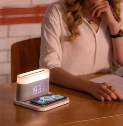 Zegrze biurka Smart Electronic Clock Alarm Godziny bezprzewodowe wielokrotne funkcje szybka ładowarka telefonu Małe nocne światło
