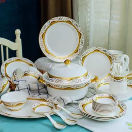 60 sztuk ceramiczny stołowy zestaw miski Jingdezhen Chiny Chiny danie w stylu europejskim w stylu domuHigh qotity
