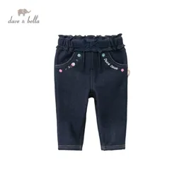 DB14849 Dave Bella inverno bebê meninas moda bow floral carta calças crianças comprimento total crianças calças infantis crianças trousers 210303