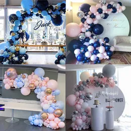 Royal Blue Garland Arch Ballong Kit Confetti Latex Ballonger Baby Shower Wedding Birthday Party Anniversary Party Decor Globos 210626