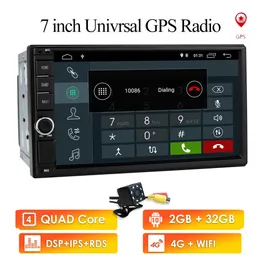 IPS Dört Çekirdekli 7 "2Din Android 10 Araba Ses No-DVD Radyo Multimedya Oynatıcı 1024 * 600 Evrensel GPS Navigasyon Oto Stereo USB