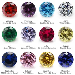 50PCS Per Colors Total 600pcs 12Color Birthday Round Loose Cubic Zirconia Stone Corundum Synthetic