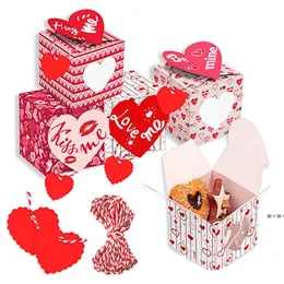 Party Gifts Wrap Supplies Valentine's Day Hug Love Kiss Me Cookie Gift Box Three-dimensional Carton Couple Gifts With Cards RRB13039