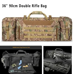 Tactical 36-calowy 90 cm Podwójny torba z karabinem Molle Plecak na M4 AK47 Carbine Airsoft Portable Torba Akcesoria do polowania Q0721