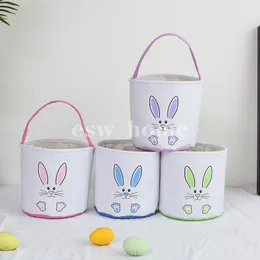 Party Supplies Rabbit Canvas Easter Basket Tote Bag Handväska Lagring Portable Eggs Decory Bunny Baskets