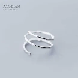 Fashion 925 Sterling Silver Minimalist Slub Rings For Women Open Adjustable Finger Ring Plant Fine Jewelry 210707