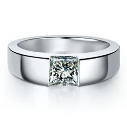 1CT Princess Cut Diamond Mined för Man Engagement Äkta Platinum 950 Smycken Man Ring