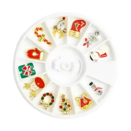 12pcs/Wheel Christmas Metal 3D Jewerly Paznokcie dekoracje gwoździe