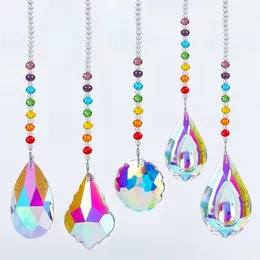 Färgglada kristaller glas hängsmycken ljuskrona suncatchers prisms hängande prydnad octogon chakra kristall hem, kontor, trädgård dekoration