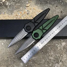 Högkvalitativ utomhusöverlevnadsmapp Kniv D2 Dubbel Action Spear Point Blade Aviation Aluminiumhandtag Fällande knivar 2 Hantera färger