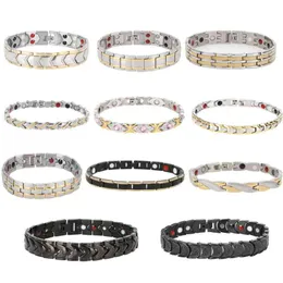 11 Typ Heilung Magnet Armband Armreif Frauen Männer Edelstahl Gesundheitswesen Magnetische Germanium Energie Power Männlich Casual Schmuck